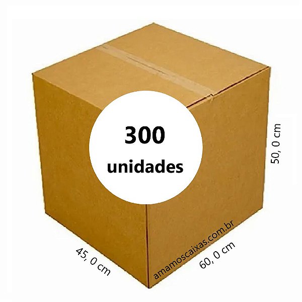 Caixa de Papelão Tipo Normal Reforçadas C:60,0cm L:45,0cm A:50,0cm – Onda Dupla - Pacote com 300 Unidades