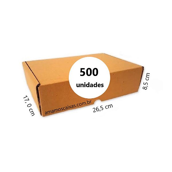Caixa de Papelão para envio Correio S-02 C:26,5 x L:17,0 x A:8,5cm - Parda - Pacote com 500 Unidades