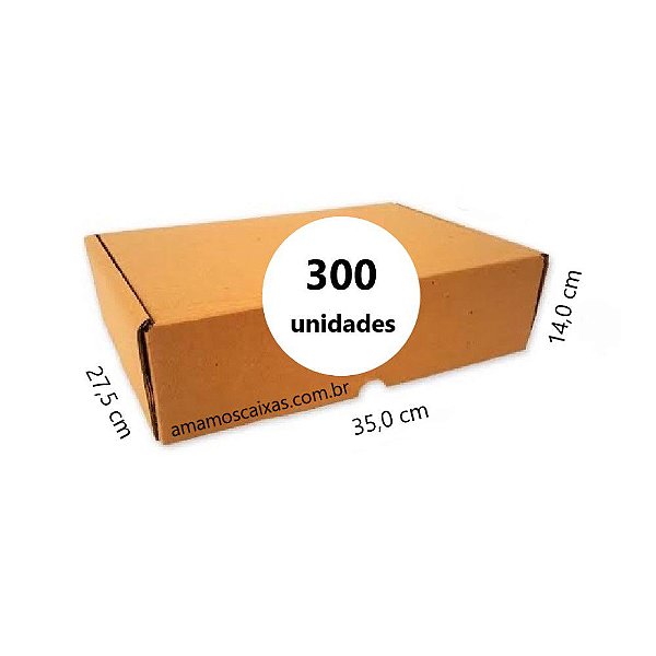 Caixa de Papelão para envio Correio S-04 C:35,0 x L:27,5 x A:14,0cm - Parda - Pacote com 300 Unidades