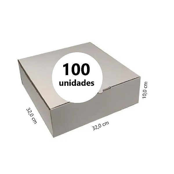 Caixa de Papelão para Transporte de Tortas, Bolos e Outros Produtos C:32,0 L:32,0 A:10,0 cm Pacote com 100 Unidades