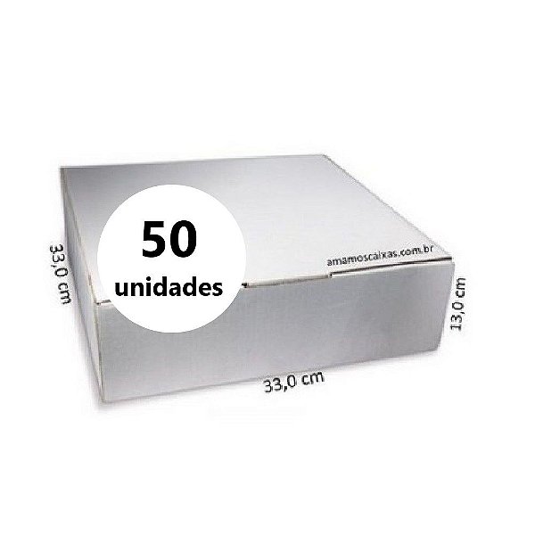 Caixa de Papelão para Transporte de Tortas, Bolos e Outros Produtos C:33,0 L:33,0 A:13,0 cm Pacote com 50 Unidades - Branca
