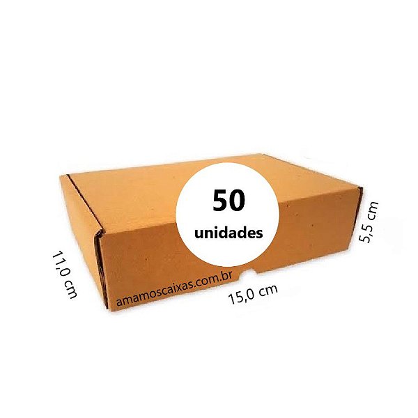 Caixa de Papelão para envio Correio S-0 C:15,0 x L:11,0 x A:5,5 cm - Parda - Pacote com 50 Unidades