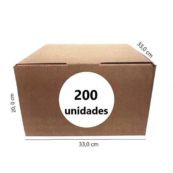 Caixa de Papelão - C:33,0cm L:33,0cm A:20,0cm – Onda Simples - Pacote com 200 Unidades