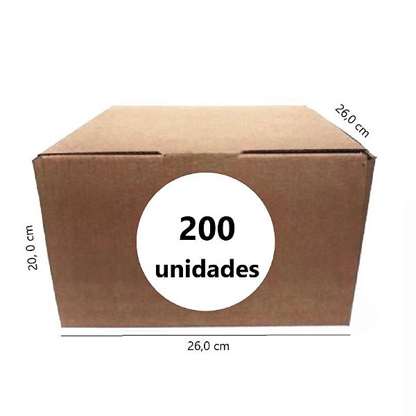 Caixa de Papelão - C:26,0cm L:26,0cm A:20,0cm – Onda Simples - Pacote com 200 Unidades