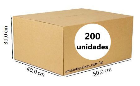 Caixa de Papelão Tipo Normal Reforçada - C:50,0cm L:40,0cm A:30,0cm – Onda Dupla - Pacote com 200 Unidades