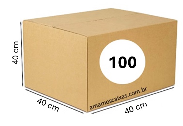 Caixa de Papelão - C:40,0cm L:40,0cm A:40,0cm – Onda Simples - Pacote com 100 Unidades