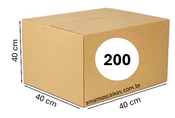 Caixa de Papelão - C:40,0cm L:40,0cm A:40,0cm – Onda Simples - Pacote com 200 Unidades