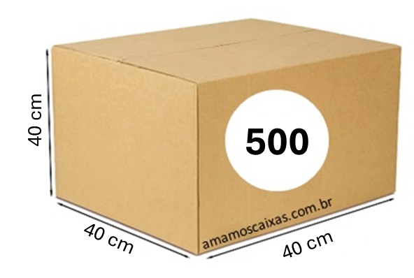 Caixa de Papelão - C:40,0cm L:40,0cm A:40,0cm – Onda Simples - Pacote com 500 Unidades