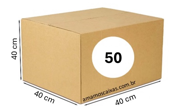 Caixa de Papelão - C:40,0cm L:40,0cm A:40,0cm – Onda Simples - Pacote com 50 Unidades