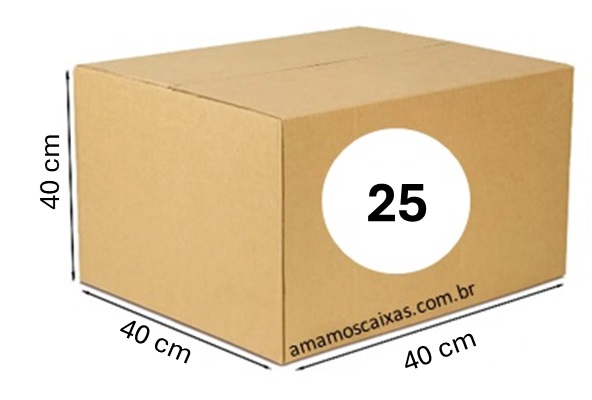 Caixa de Papelão - C:40,0cm L:40,0cm A:40,0cm – Onda Simples - Pacote com 25 Unidades