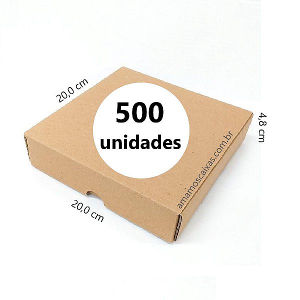 Caixa de Papelão C:20,0cm x L:20,0cm x A:4,8cm - Onda Simples - Pacote com 500 Unidades