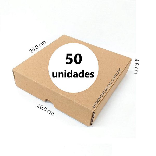 Caixa de Papelão C:20,0cm x L:20,0cm x A:4,8cm - Onda Simples - Pacote com 50 Unidades