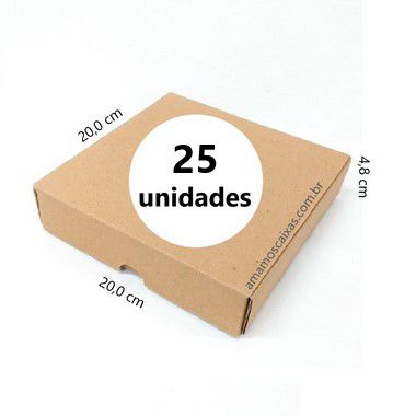 Caixa de Papelão C:20,0cm x L:20,0cm x A:4,8cm - Onda Simples - Pacote com 25 Unidades