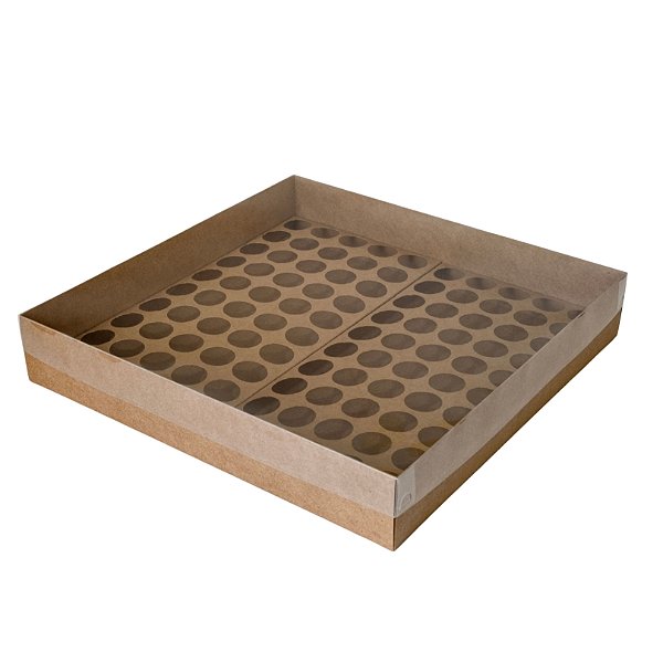 Caixa para 100 doces 40x40x7 kraft com 10 unidades