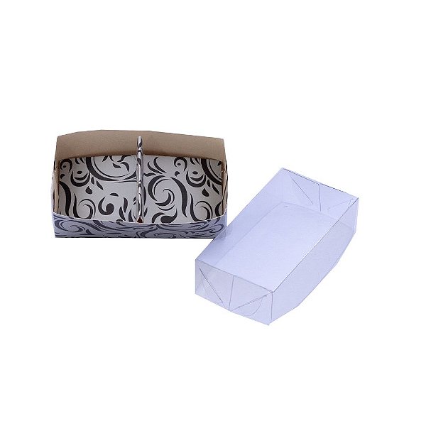 Caixa 2 doces 8x4x3 Arabesco Prata 10 unidades Pacbox Embalagens