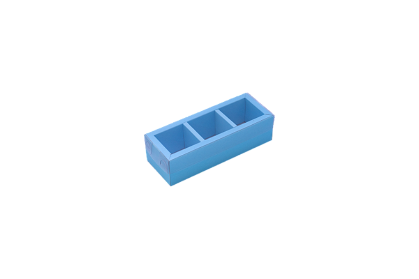 Caixa 3 doces Tampa Acetato 14,7x5,5x4 Azul com 10 unidades Pacbox Embalagens