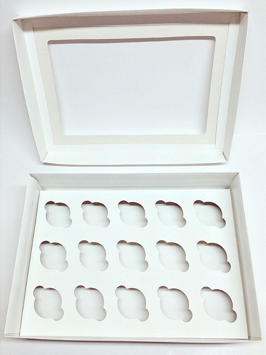 Caixa 15 Mini Cupcakes Branca 33x23x8 com 10 unidades