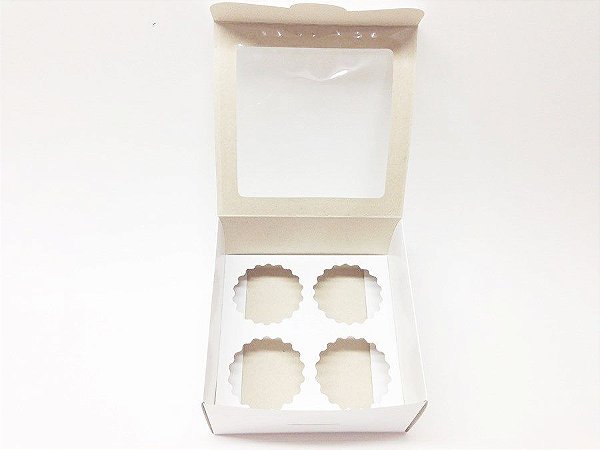 Caixa 4 cupcake com visor 16x16x9 com 10 uniades