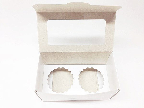 Caixa para 2 cupcake com visor 10 unidades