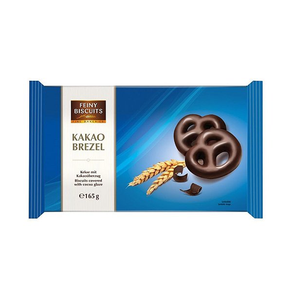 Biscoito Mini Pretzel Coberto com Chocolate Amargo Feiny Biscuits 165g