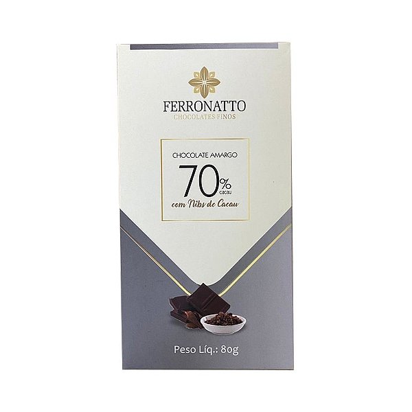 Chocolate Ferronatto Branco com Nibs de Cacau 80g