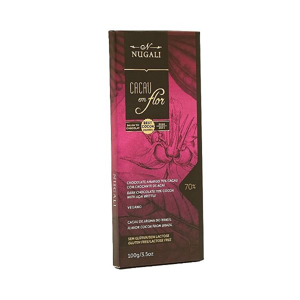 Chocolate Cacau em Flor 70% Cacau com Crocante de Açai Nugali 100g