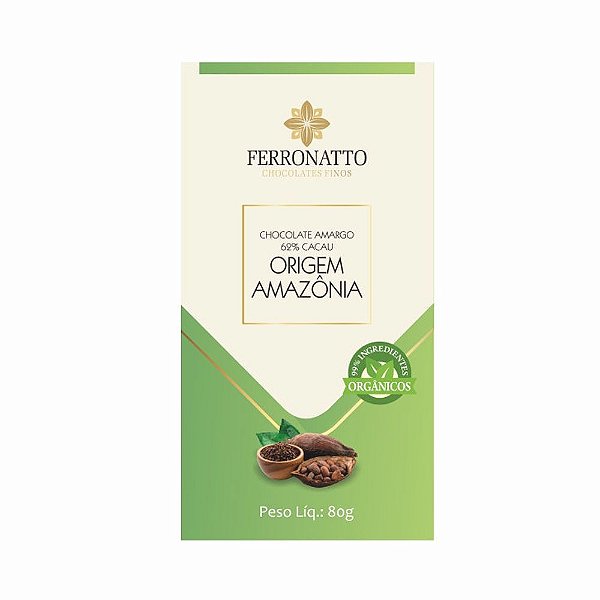 Chocolate Ferronatto 62% Cacau Origem Amazônia 80g