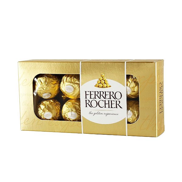 Bombom Ferrero Rocher caixa com 8 Unidades 100g - Família Scopel Delivery