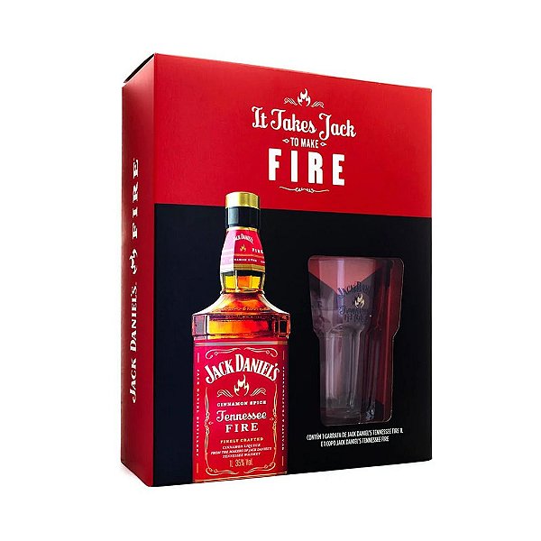 Kit Whisky Jack Daniels Fire 1l com Copo