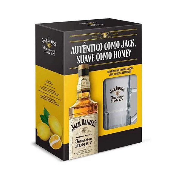Kit Whisky Jack Daniels Honey 1l com Copo