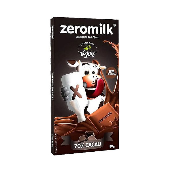 Chocolate Zeromilk 70% Puro Cacau 80g