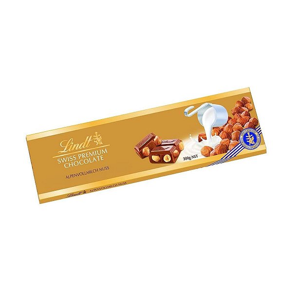 Chocolate Lindt Swiss Gold Bar Hazelnut Avelã 300g
