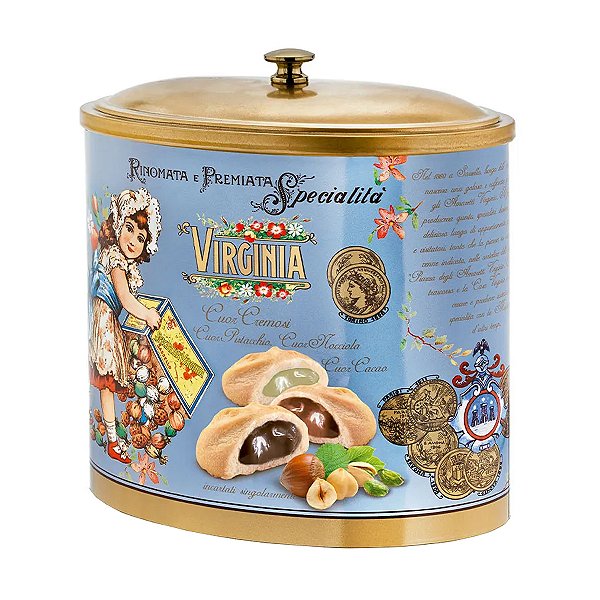 Mix de Bicoitos Recheados Cacau, Gianduia e Pistache Virginia Lata 200g