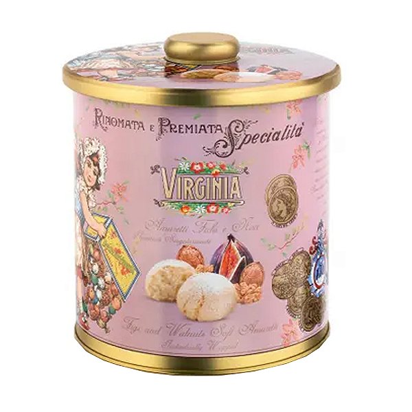 Lata com Amaretti Macio Figo e Nozes Virginia 220g