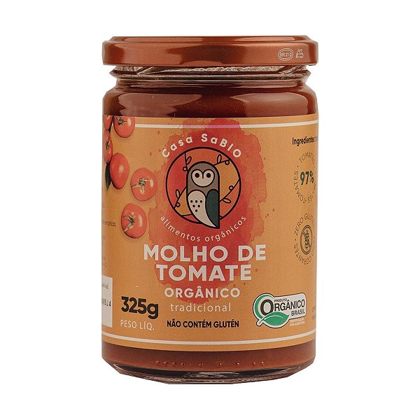 Molho de Tomate Orgânico Tradicional Casa Sabio 325g