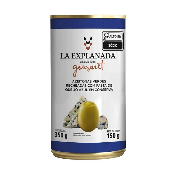 Azeitonas Verdes Recheadas com Pasta de Queijo Azul La Explanada 150g