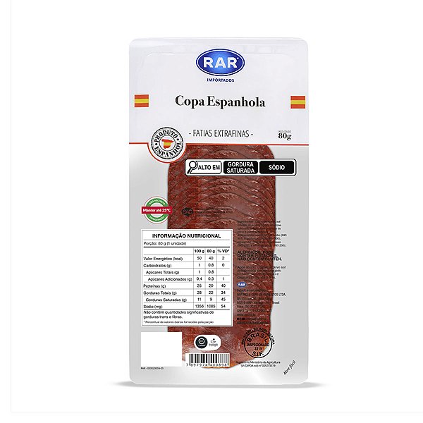 Copa Espanhola Fatiada Rar 80g