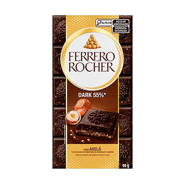 Chocolate Dark 55% com Avelã Ferrero Rocher 90g