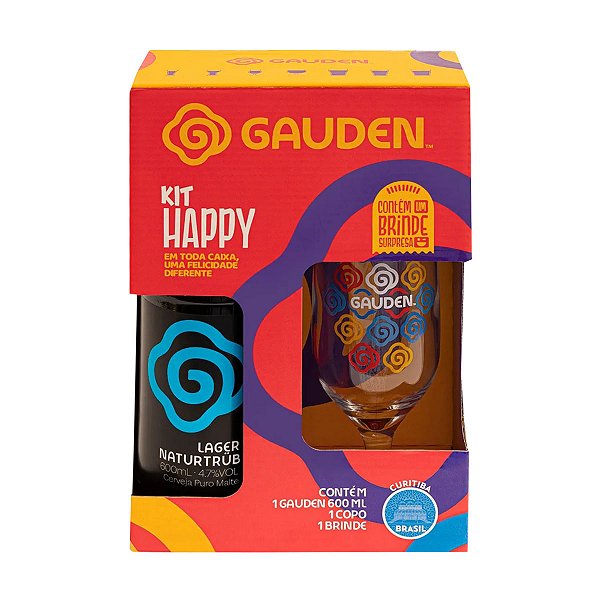 Kit Happy Cerveja Gauden Bier Naturtrub 600ml + Copo + Brinde Surpresa