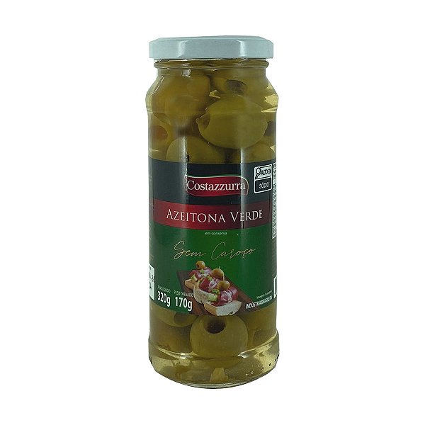 Azeitona Verde Sem Caroço Costazzurra 170g