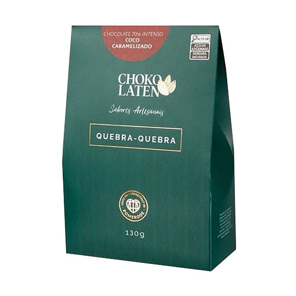 Quebra-quebra de Chocolate 70% e Coco Caramelizado Chokolaten 130g
