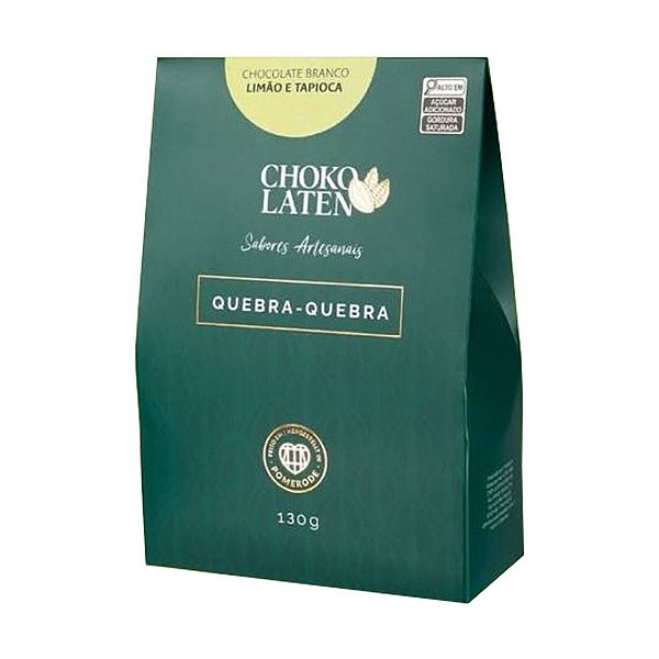 Quebra-quebra de Chocolate Branco Sabor Limao e Tapioca Chokolaten 130g