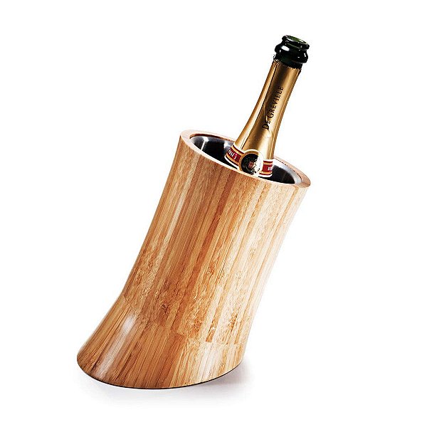 Porta Garrafa em Bambu / Inox Nassau