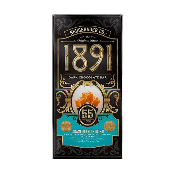 Chocolate Amargo 55% Cacau com Caramelo e Flor de Sal 1891 Neugebauer 90g