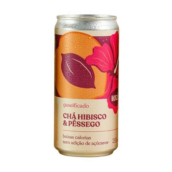 Cha de Hibisco e Pessego Gaseificado com Gas Brazô Lata 269ml