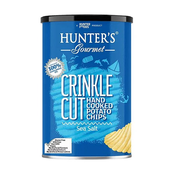 Chips de Batata Frita Ondulada Sabor Sal Marinho Pote Hunters Gourmet 140g