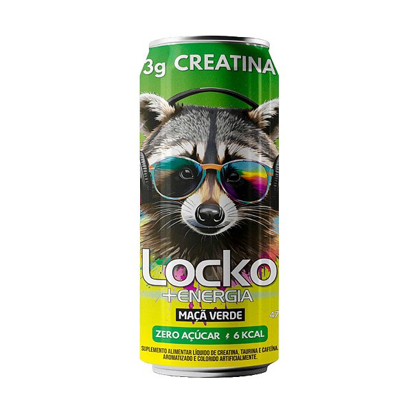 Energético Locko Maça Verde Zero Açúcar 473ml