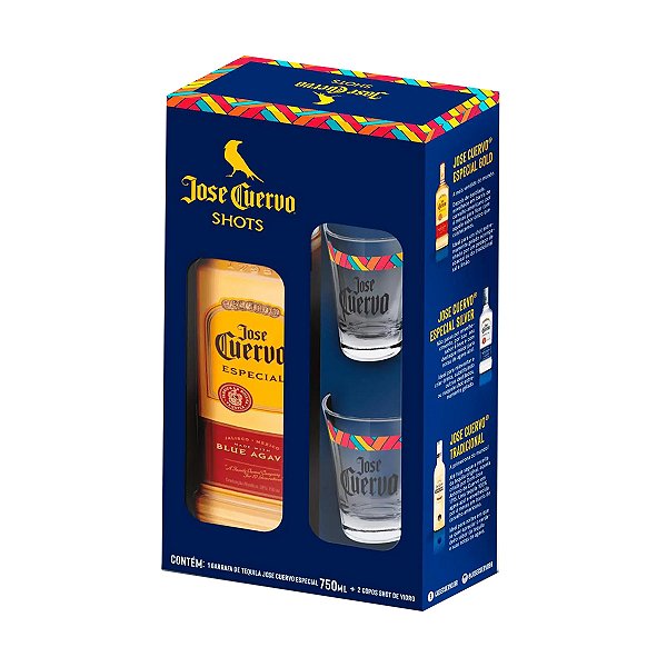 Kit Tequila Jose Cuervo Reposado 750ml + 2 Copos Shot