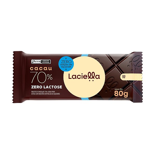 Chocolate 70% Cacau Sem Açucar Laciella 80g