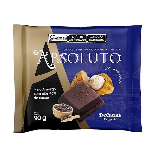 Chocolate Meio Amargo com Nibs Absoluto DeCacau 90g